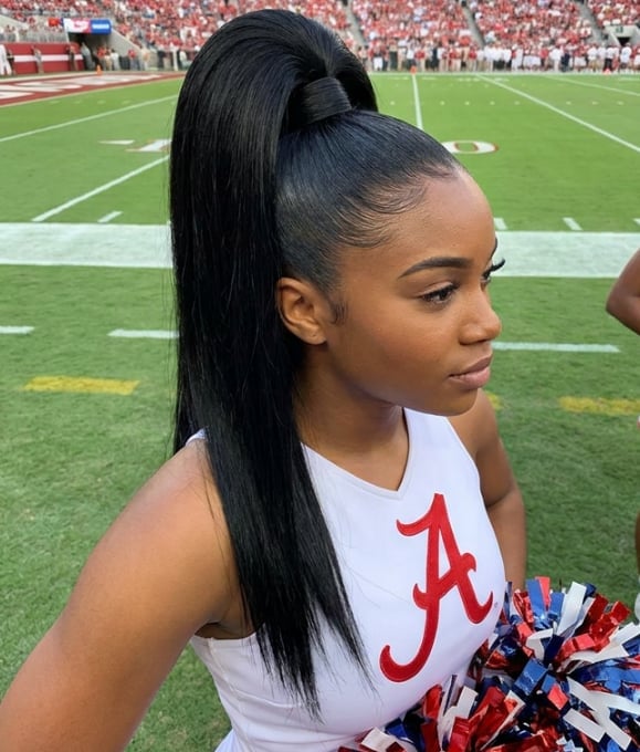 Sleek Black High Ponytail — Trendy Cheer Hair