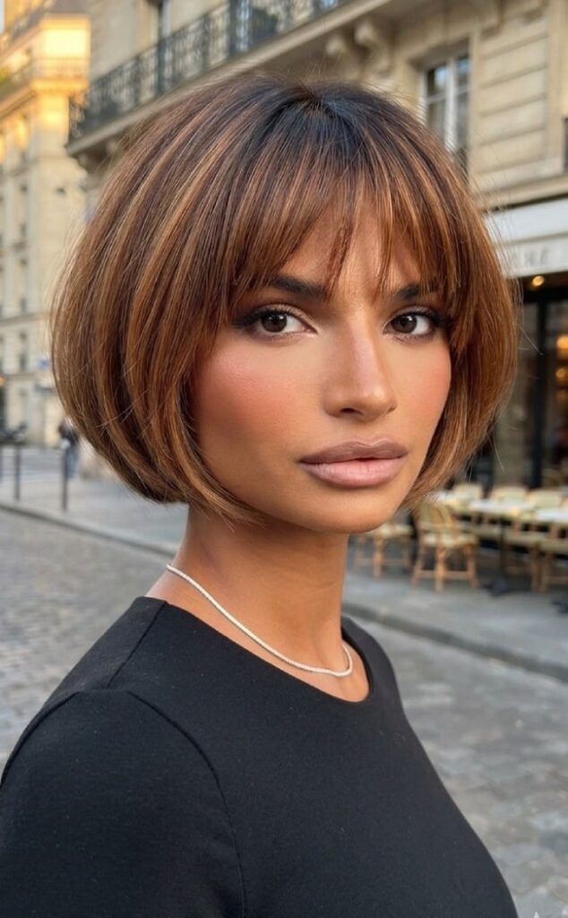 35 Trendy Chin Length Hairstyles 2027 with Blunt Bangs