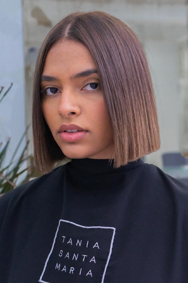 Medium Brown Sleek Blunt Bob Medium Brown Sleek Blunt Bob — Trendy Chin Length Hair