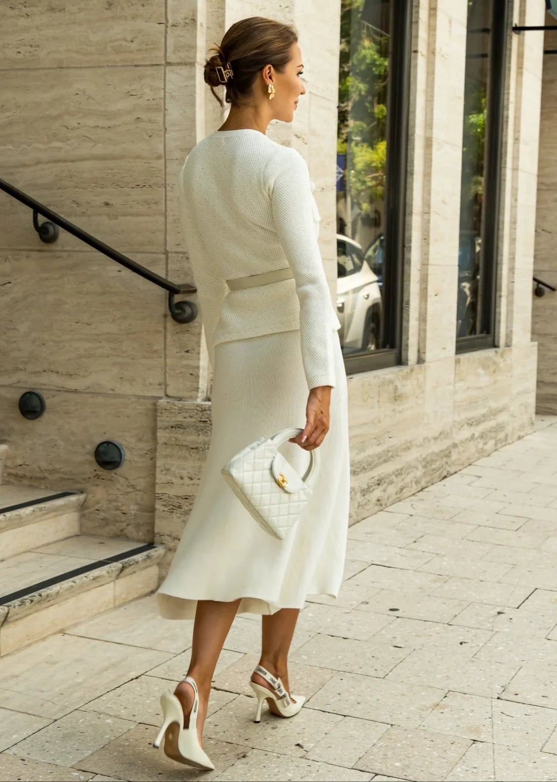 All-white Textured Knit Set for Polished Elegance — Trendy Church Outfits