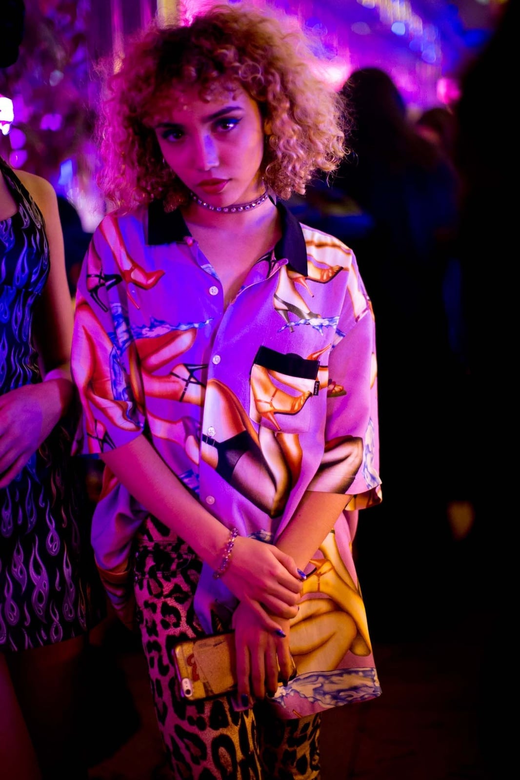 Oversized Printed Shirt with Leopard Mini Skirt — Trendy Club Outfits