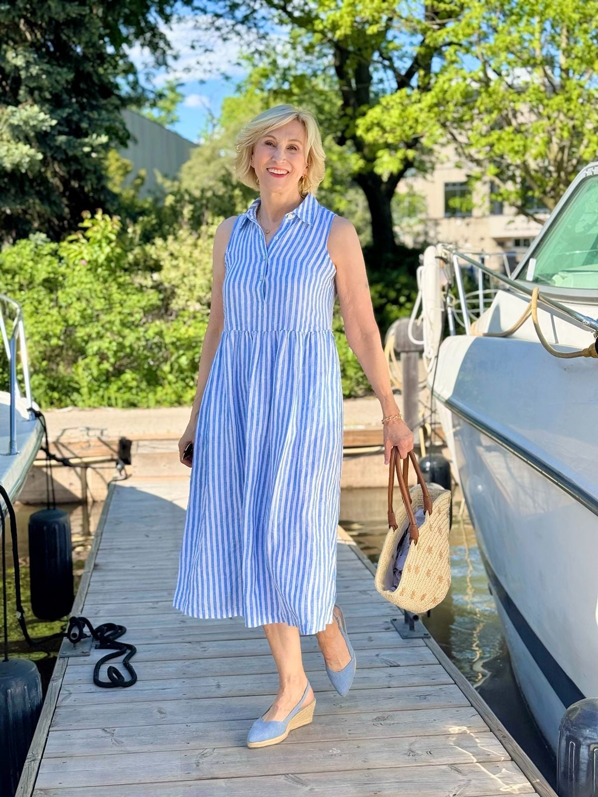 Striped Linen Shirt Dress for Coastal Outings — Trendy Coastal Outfits