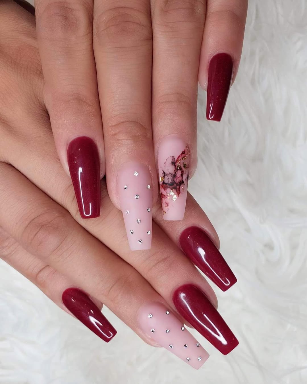 Long Coffin Red Floral Foil Nails Long Coffin Red Floral Foil Nails — Trendy Coffin Nails