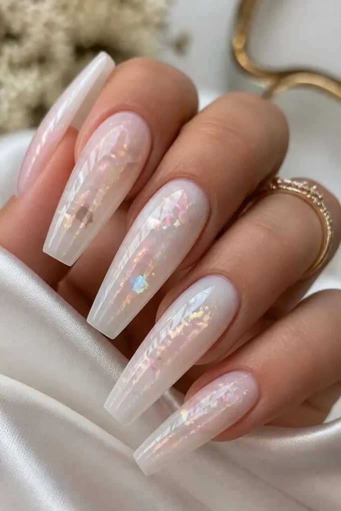 Long Coffin Iridescent Flake Nails Long Coffin Iridescent Flake Nails — Trendy Coffin Nails