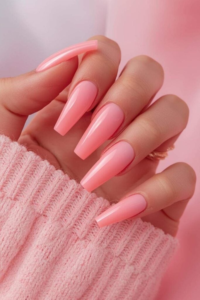 Long Coffin Bright Pink Nails Long Coffin Bright Pink Nails — Trendy Coffin Nails