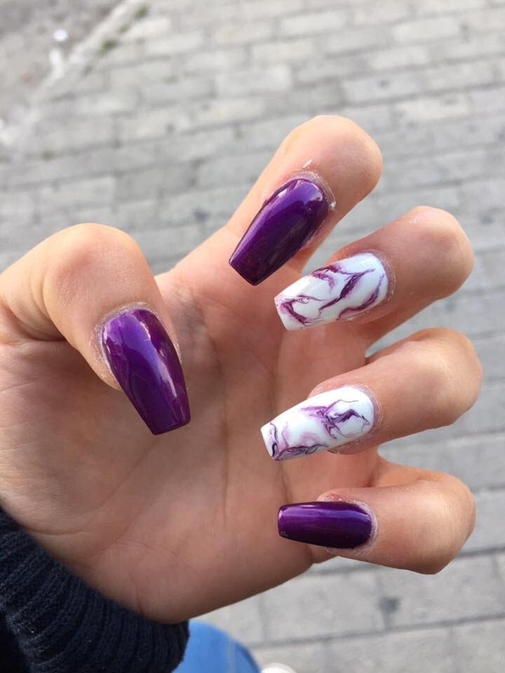 Long Coffin Purple Marble Nails Long Coffin Purple Marble Nails — Trendy Coffin Nails