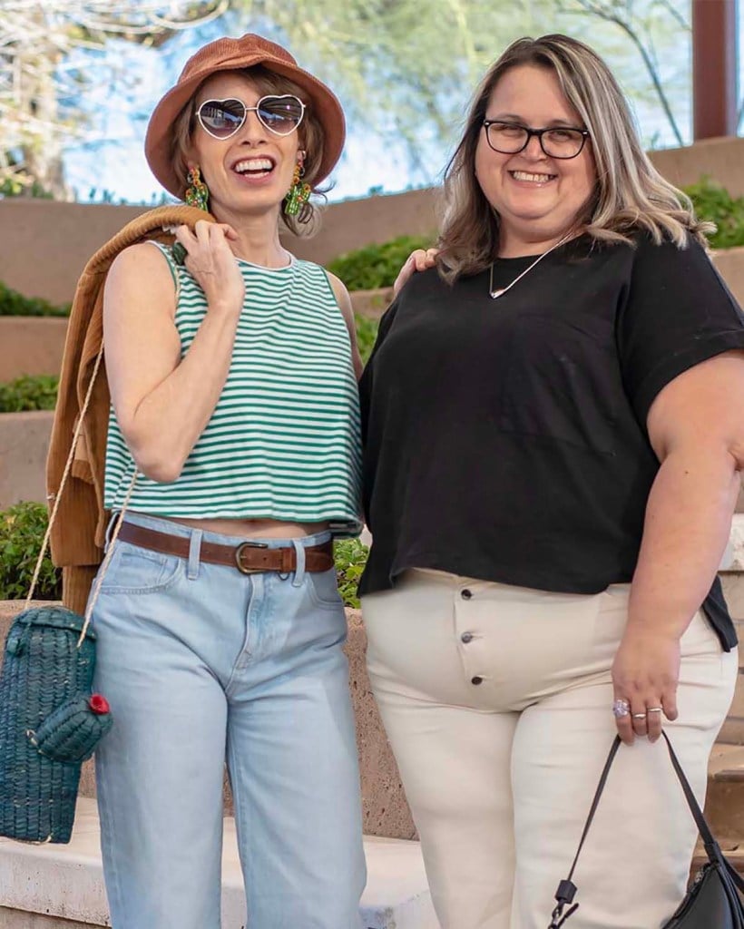 Striped Cropped Top with Wide-Leg Jeans and Draped Jacket — Trendy College Outfits