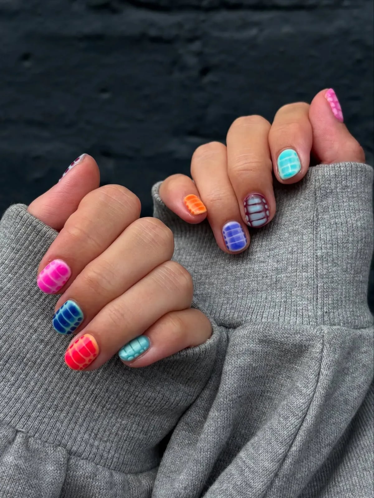 Short Soft Square Multi-Color Stripe Nails Short Soft Square Multi-Color Stripe Nails — Trendy Colorful Nails