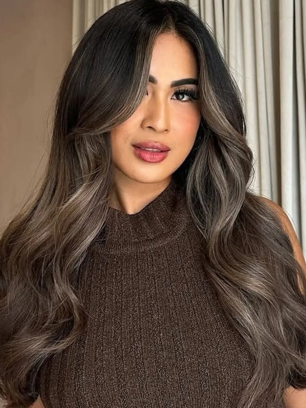 Collarbone Ash Brown With Babylights — Trendy Cool Brown Hair