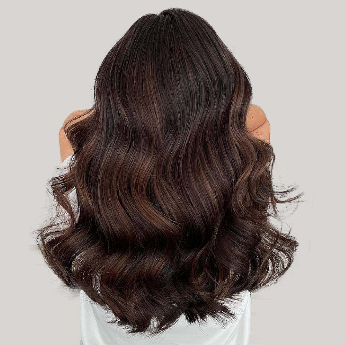 Mid-Back Deep Cool Brown With Balayage, Wavy — Trendy Cool Brown Hair