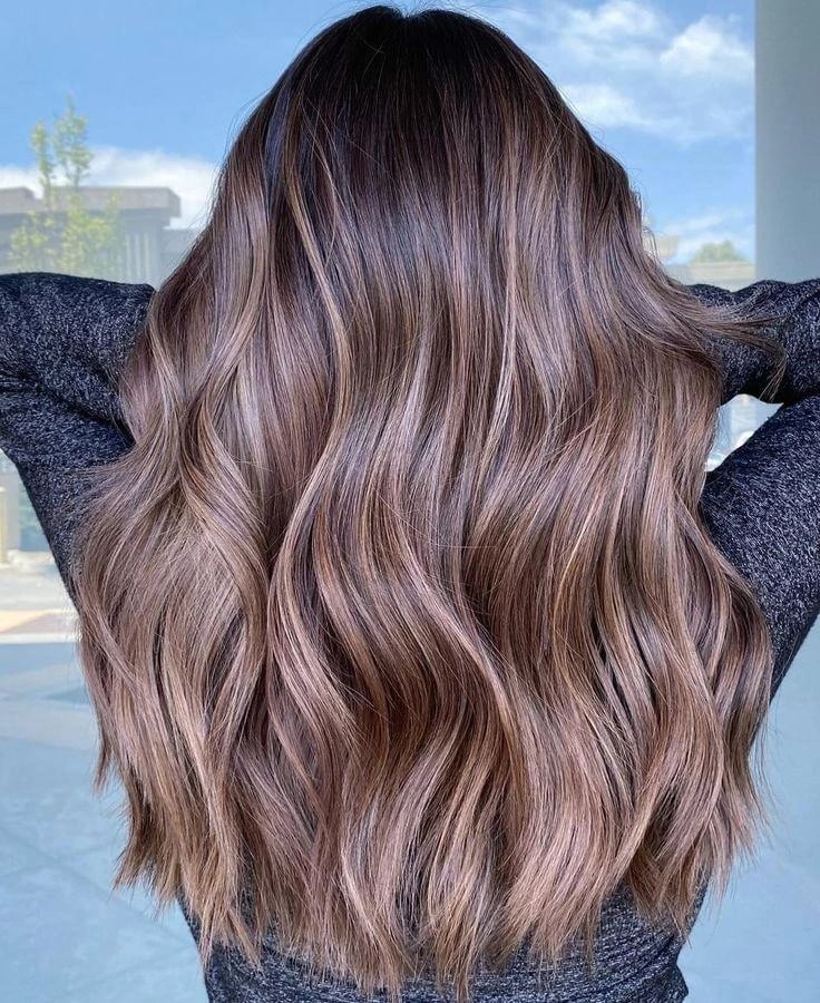 Mid-Back Ash Brown With Cool Highlights — Trendy Cool Brown Hair