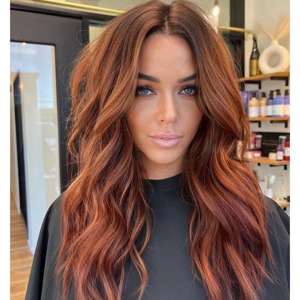 Rich Auburn Copper Dimension Mid-Back Waves — Trendy Copper Hair