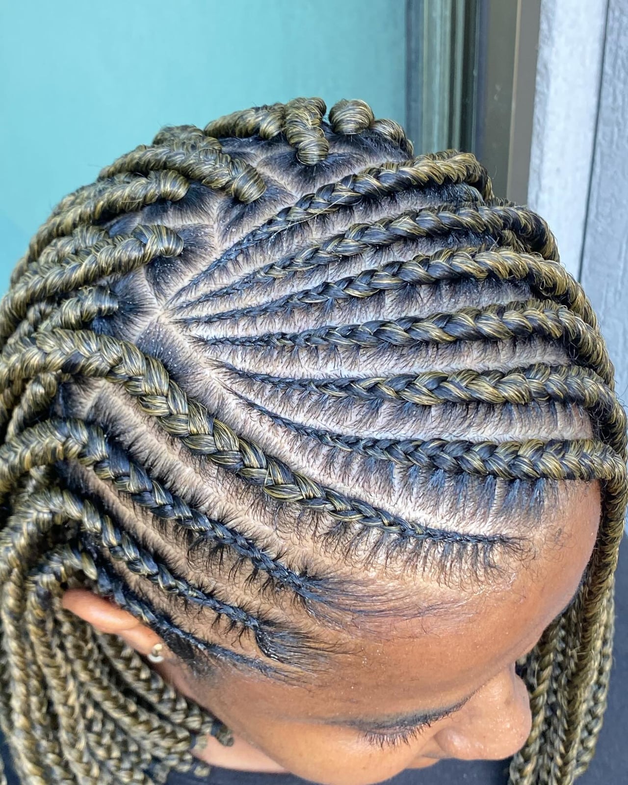 Geometric Cornrows With Black and Blonde Tones Geometric Cornrows With Black and Blonde Tones — Trendy Cornrows Braids for Black Women