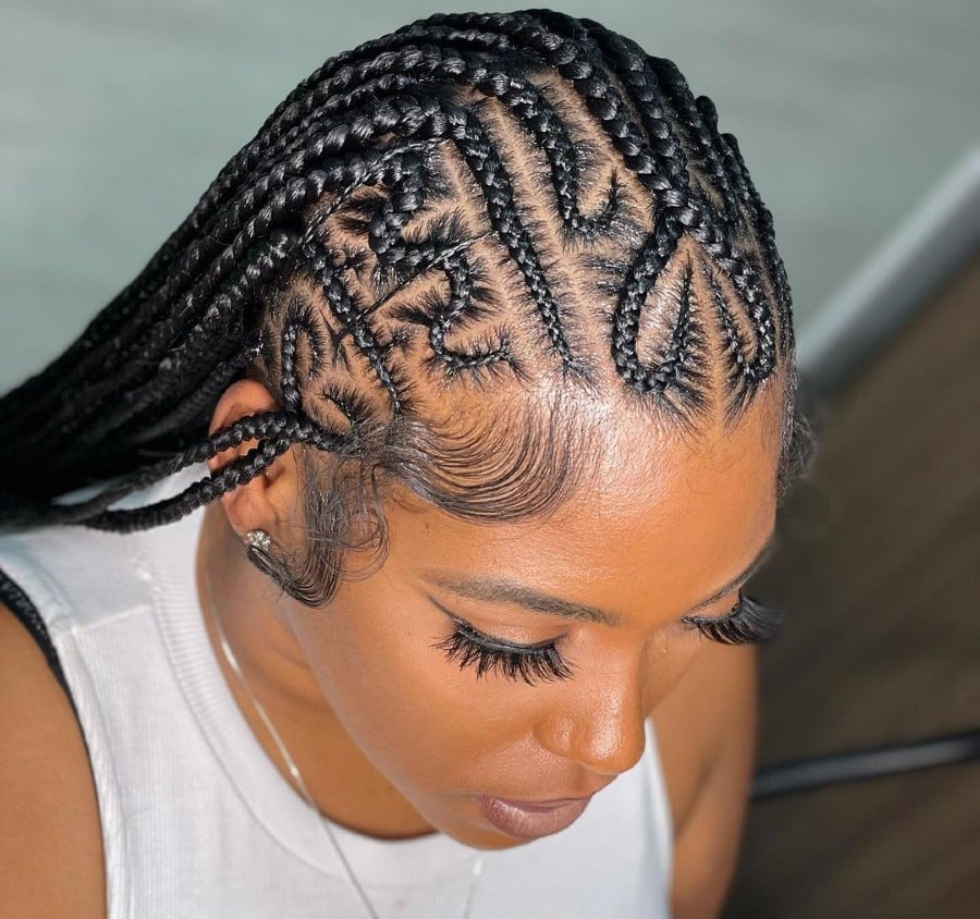 Heart-Shaped Cornrow Pattern Heart-Shaped Cornrow Pattern — Trendy Cornrows Braids for Black Women