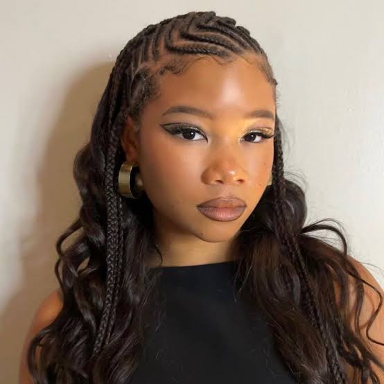 Cornrows With Straight Box Braids and Beads Cornrows With Straight Box Braids and Beads — Trendy Cornrows Braids for Black Women