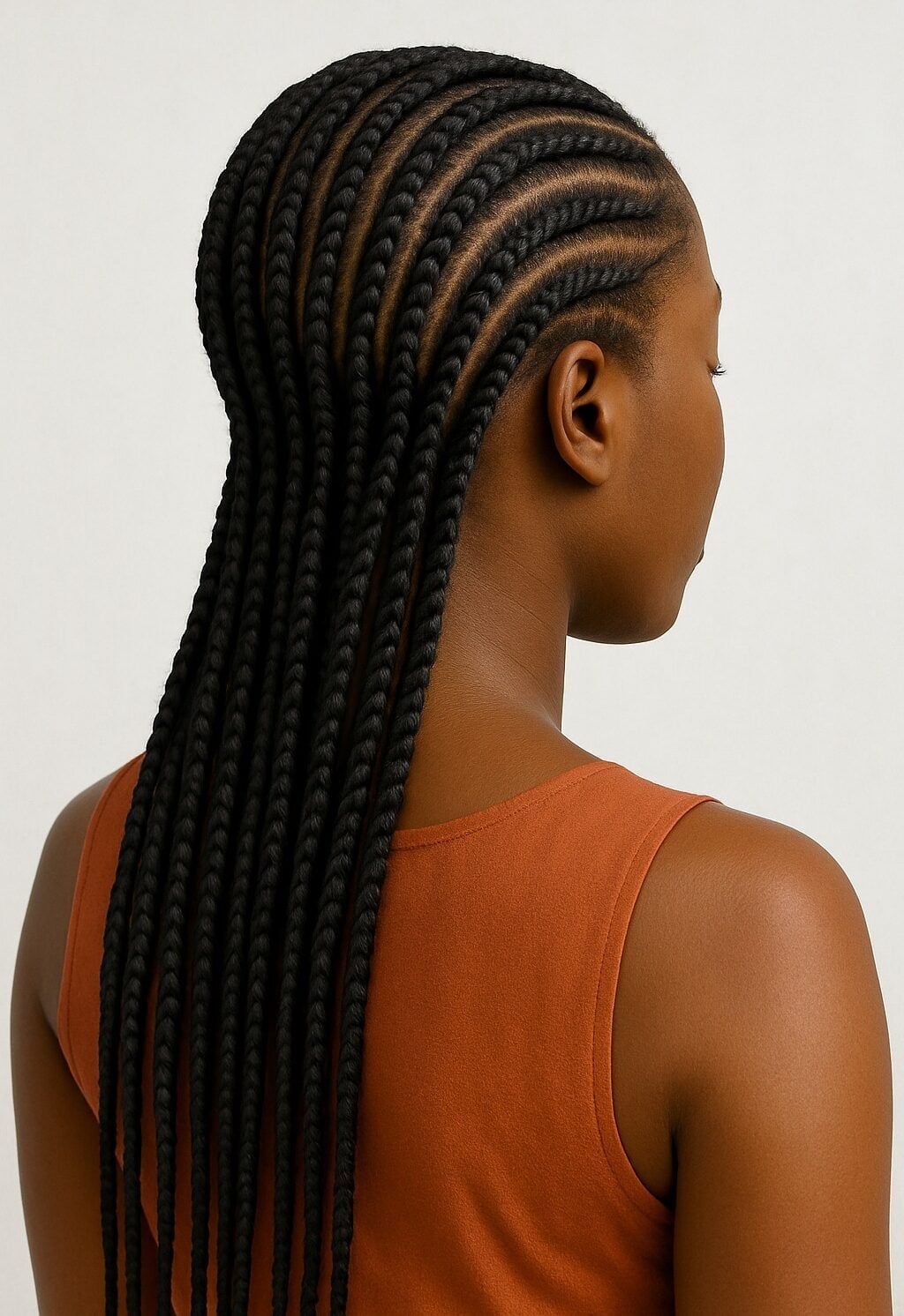 Mid-Back Cornrows With Straight Braids and Beads Mid-Back Cornrows With Straight Braids and Beads — Trendy Cornrows Braids for Black Women