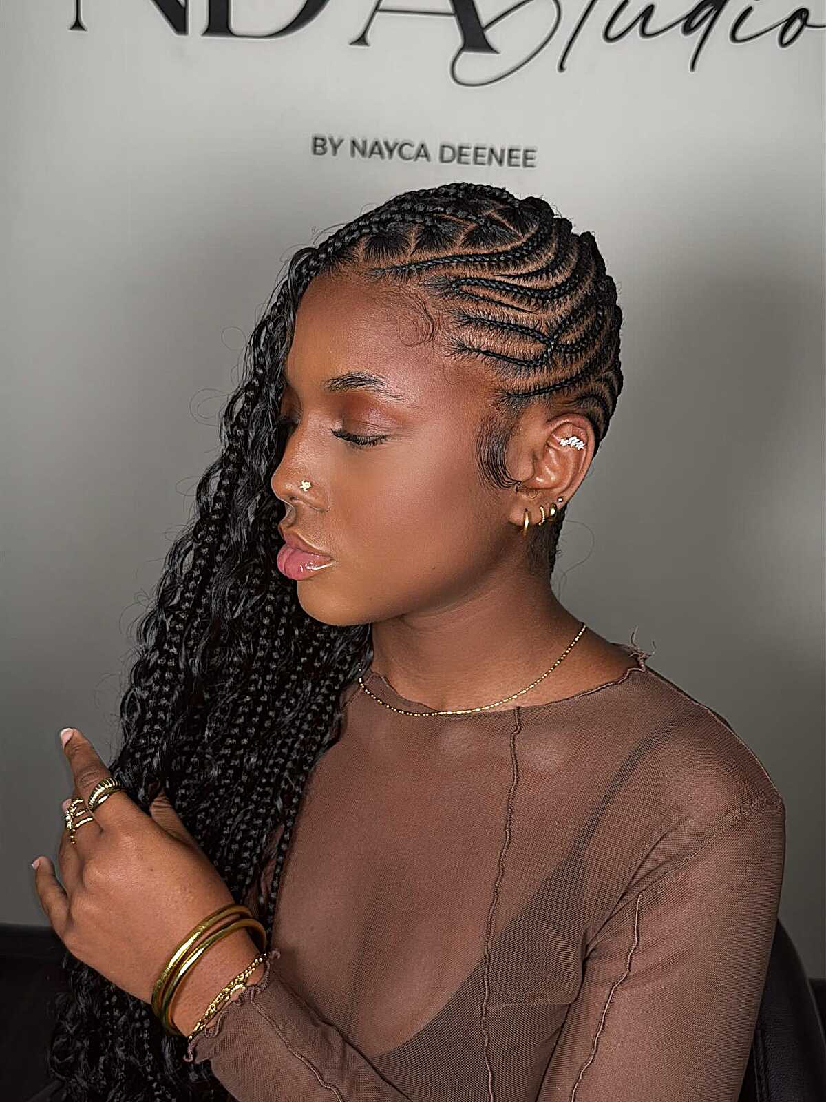 Intricate Side Cornrows To Shoulder Length Intricate Side Cornrows To Shoulder Length — Trendy Cornrows Braids for Black Women