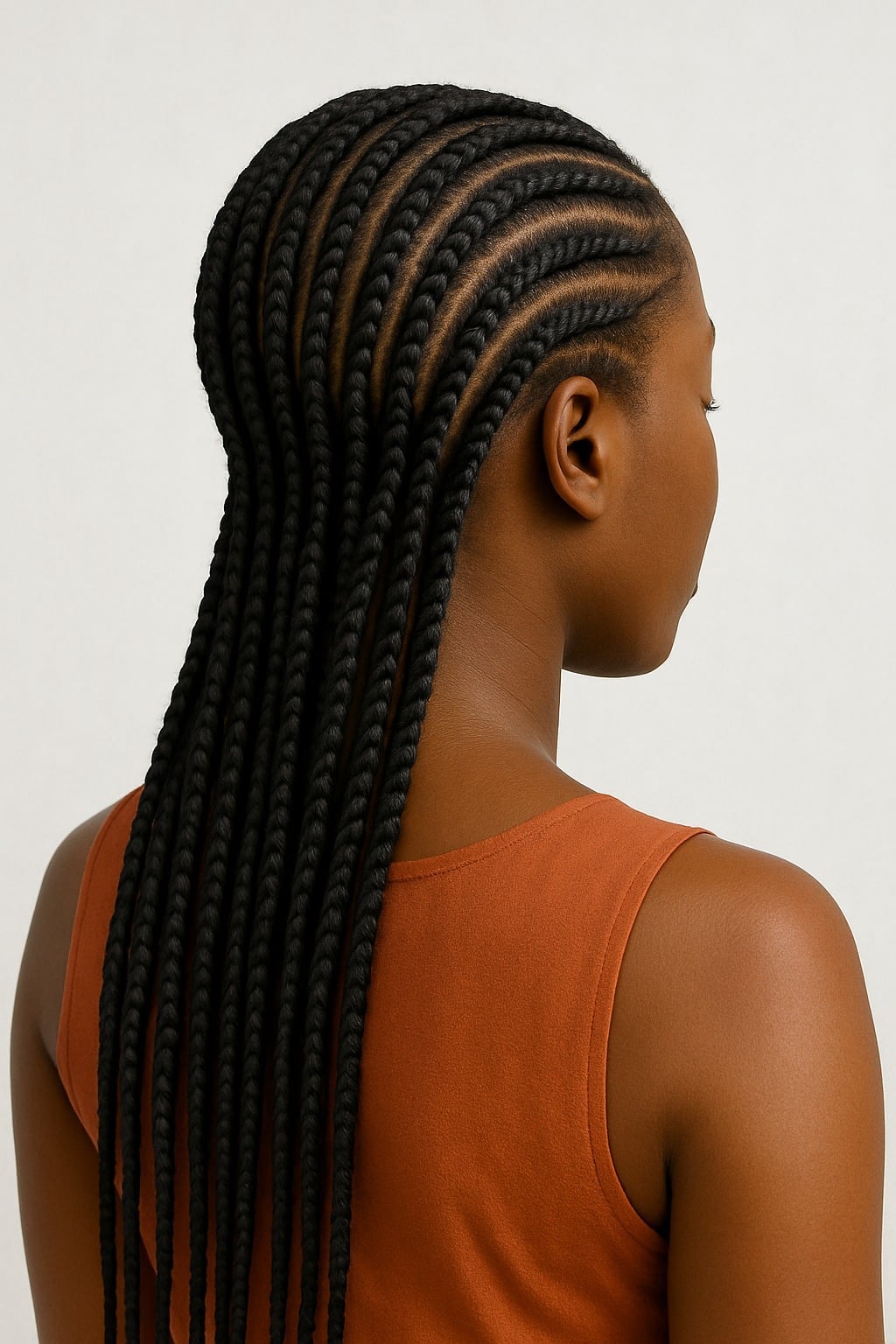 Shoulder Length Cornrows With Intricate Scalp Pattern Shoulder Length Cornrows With Intricate Scalp Pattern — Trendy Cornrows Hairstyles for Black Women