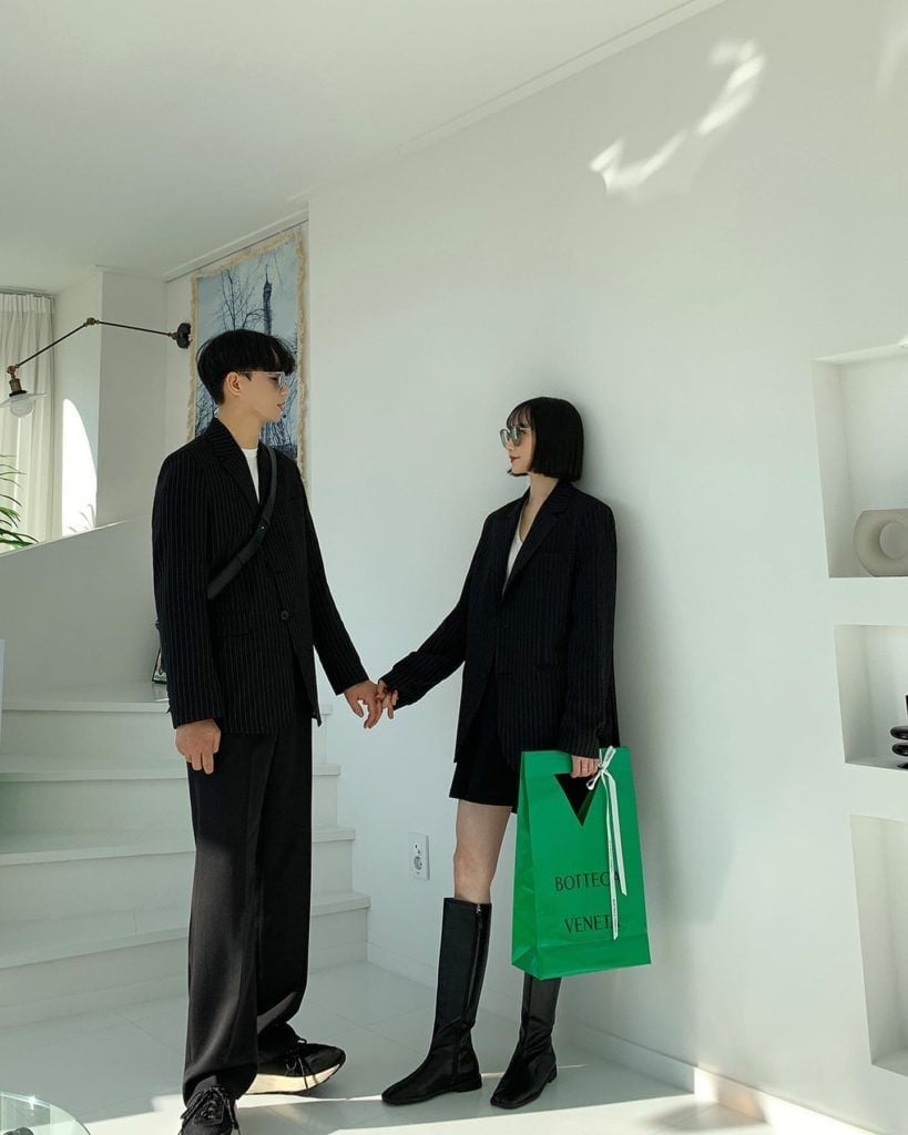 Smart Casual Couple in Pinstripe Blazers Smart Casual Couple in Pinstripe Blazers — Trendy Couple Outfit