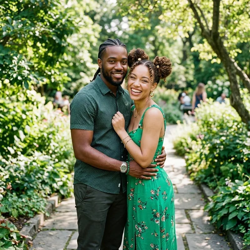 Garden Stroll in Floral Print Dress Garden Stroll in Floral Print Dress — Trendy Couple Outfit