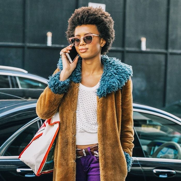 Textured Brown Jacket with Blue Faux Fur Collar Textured Brown Jacket with Blue Faux Fur Collar — Trendy Cozy Outfits
