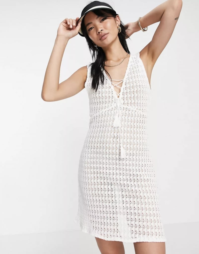 Sheer White Crochet Dress with Floral Pattern — Trendy Crochet Outfits