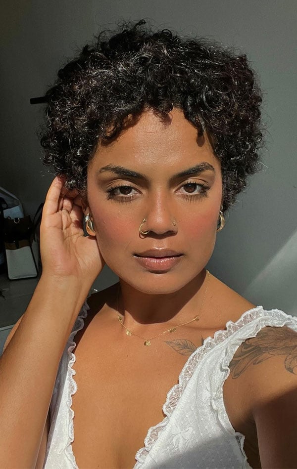 Ear Length Tapered Cut With Curly Bangs Ear Length Tapered Cut With Curly Bangs — Trendy Curly Hair Natural