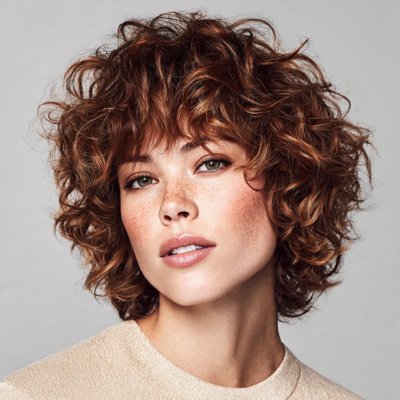 Auburn Shag With Curtain Bangs Auburn Shag With Curtain Bangs — Trendy Curly Hair Products