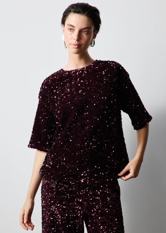 Burgundy Sequined Top and Bottoms Set — Trendy Cute Birthday Outfit