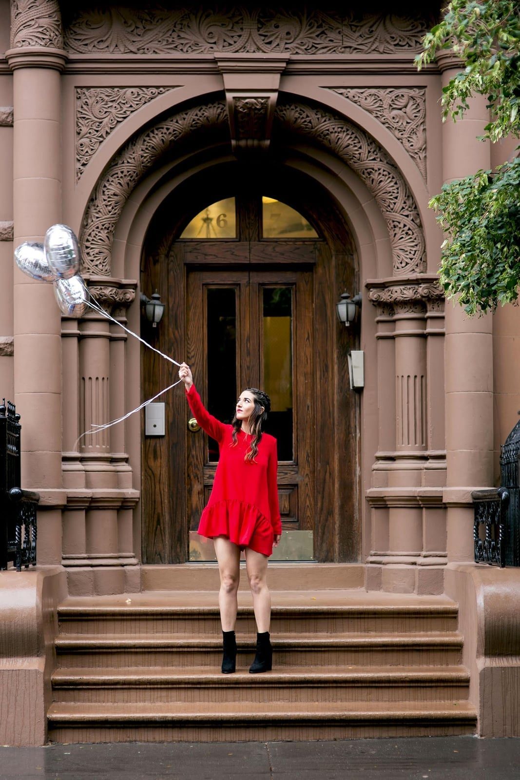 Red Long-Sleeve Mini Dress with Ruffle Hem — Trendy Cute Birthday Outfit