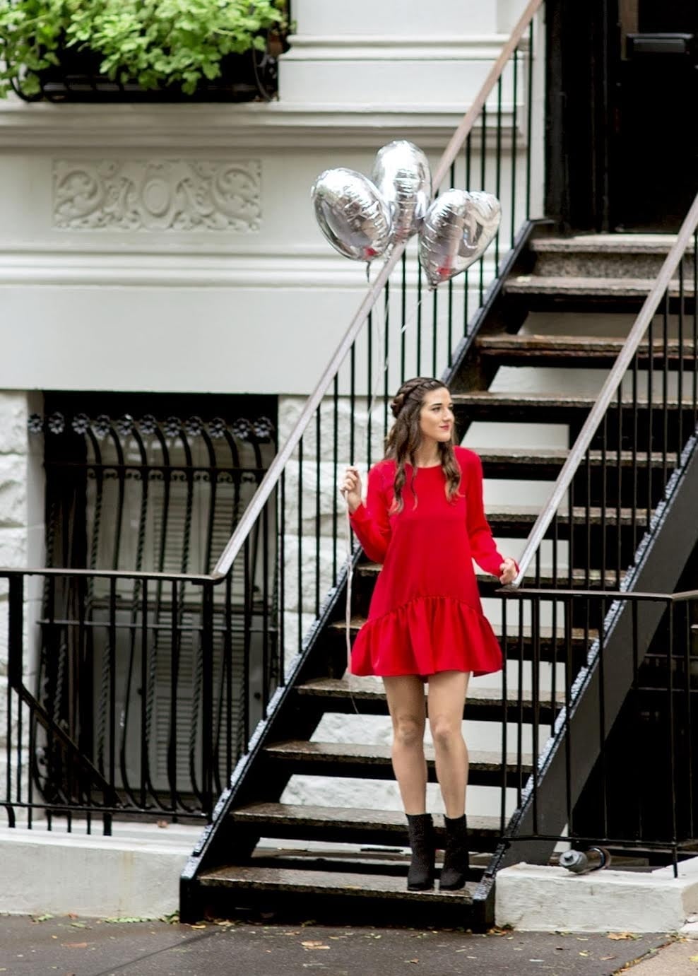 Red Long-Sleeve Ruffle Hem Mini Dress — Trendy Cute Birthday Outfit