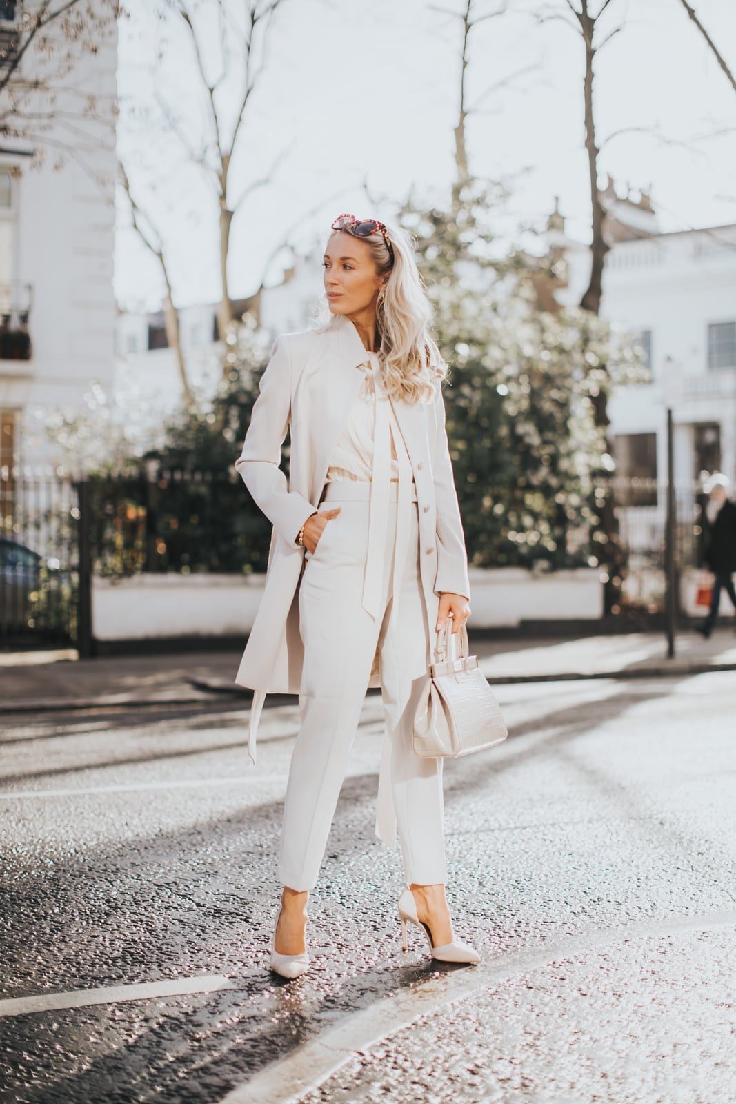 Monochromatic Cream Tailored Suit — Trendy Cute Work Outfit