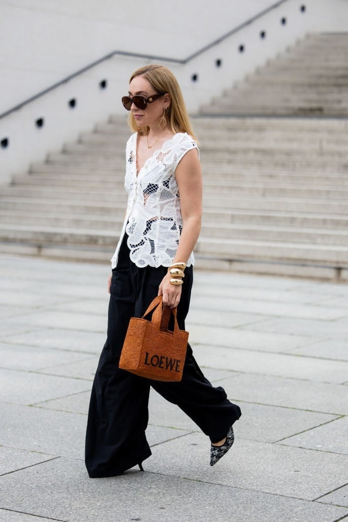 Lace Top with Black Wide-Leg Trousers — Trendy Cute Work Outfit