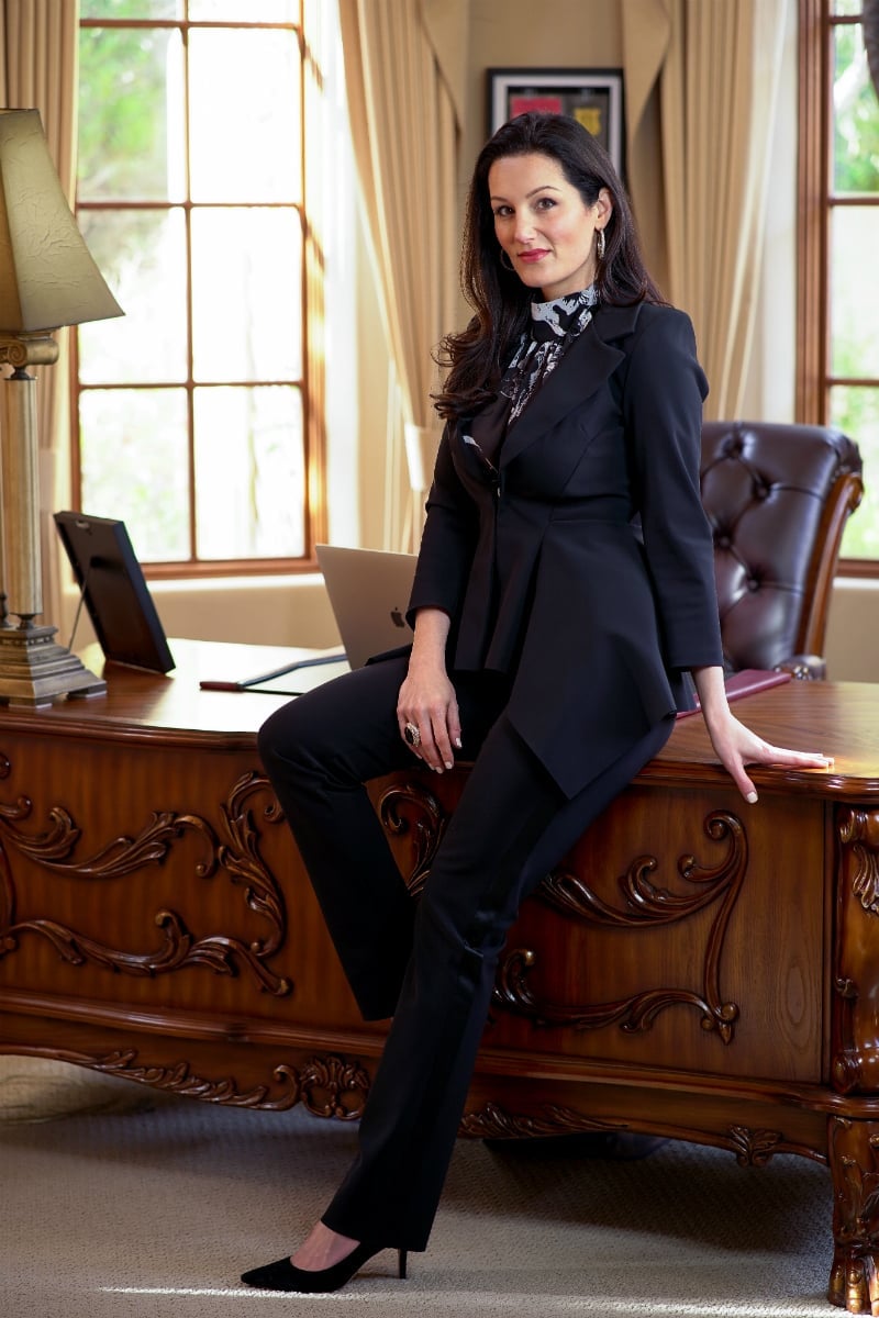 Black Structured Blazer and Trousers with Scarf — Trendy Cute Work Outfit