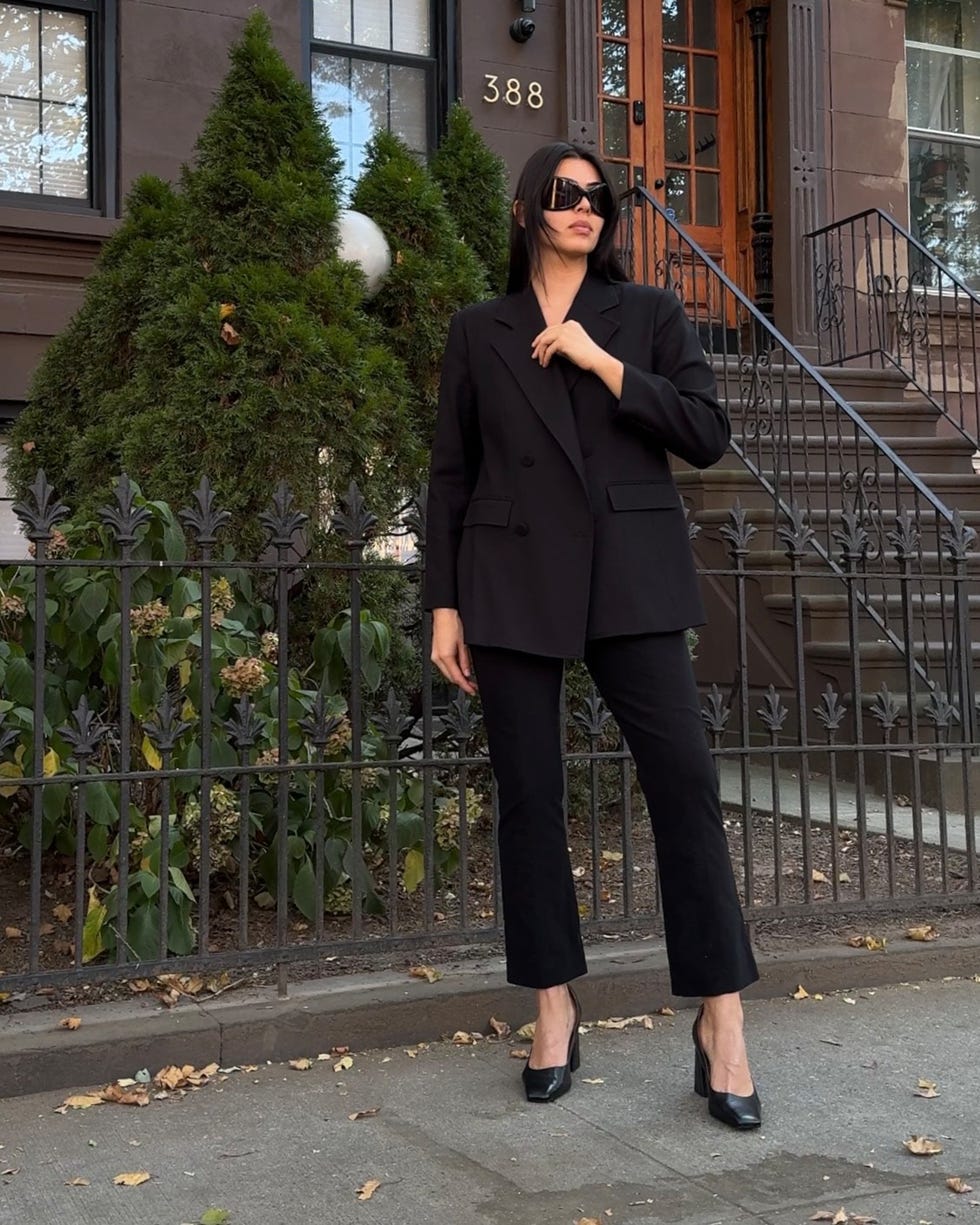 Oversized Black Blazer and Trousers Power Suit — Trendy Cute Work Outfit