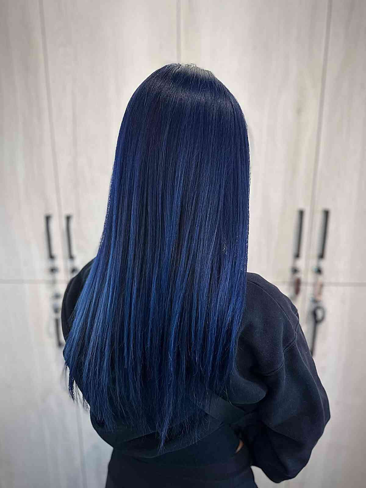 Sleek Dark Blue Ombre Sleek Dark Blue Ombre — Trendy Dark Hair Color