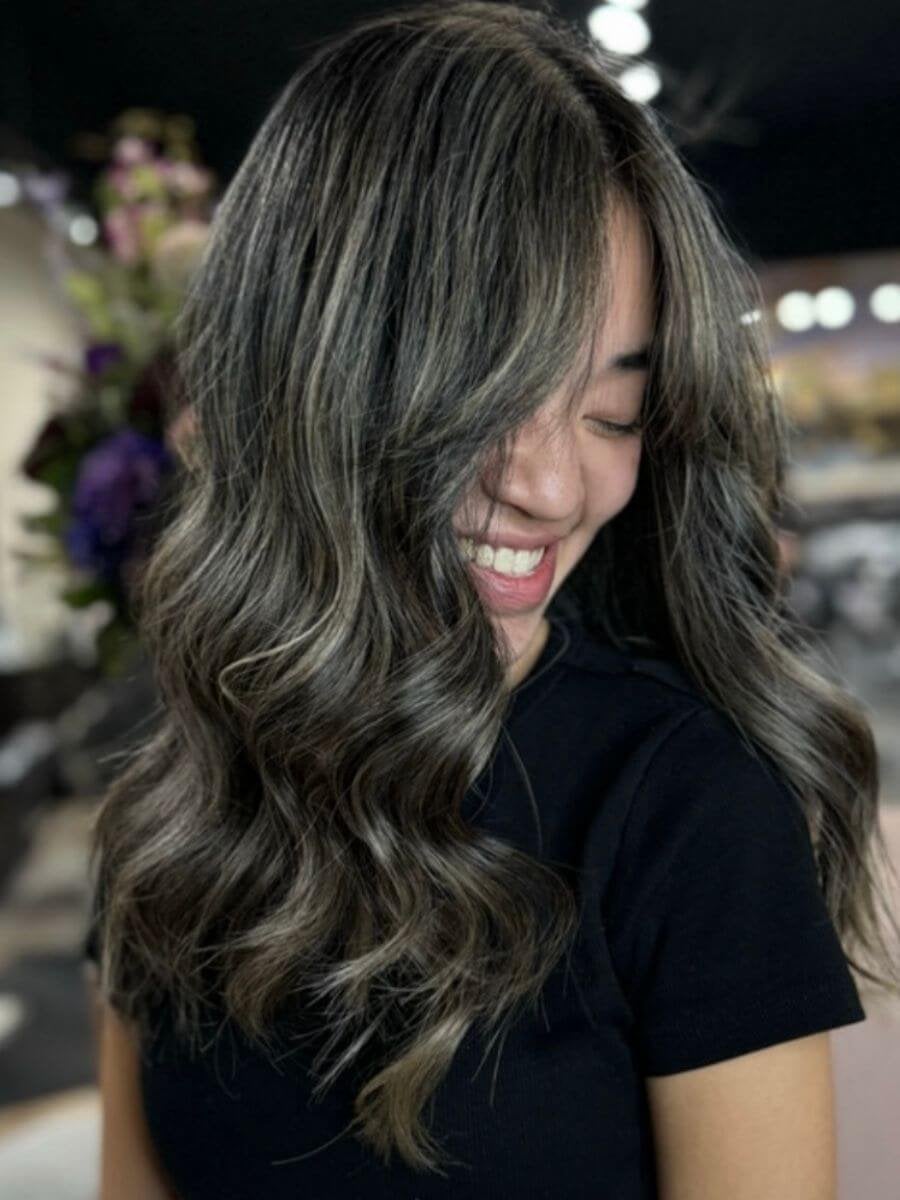 Shoulder Length Ash Highlights Shoulder Length Ash Highlights — Trendy Dark Hair Color