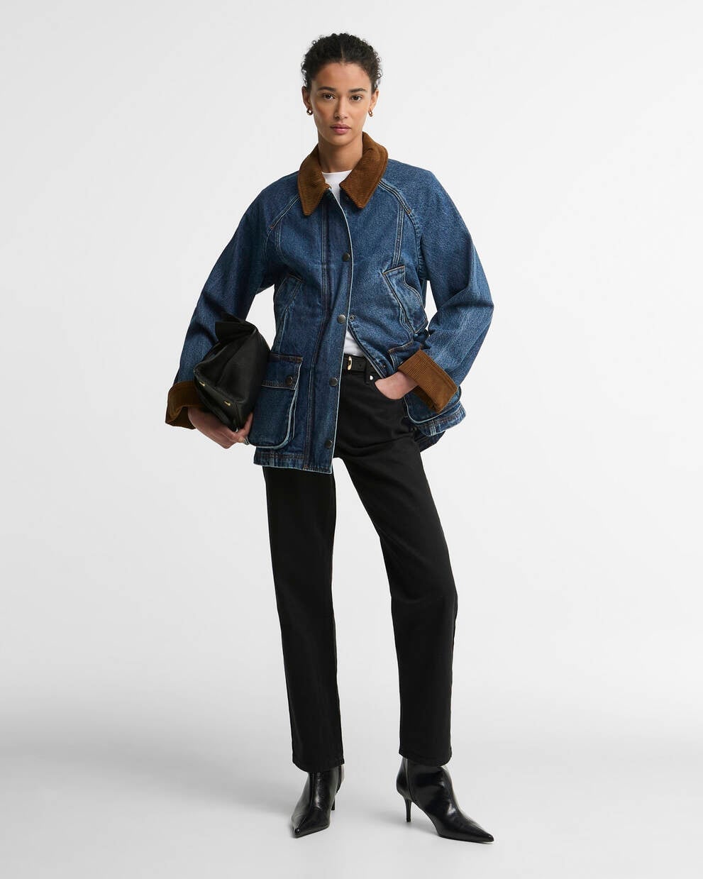 Denim Jacket With Shearling Collar — Trendy Denim Jacket Outfits
