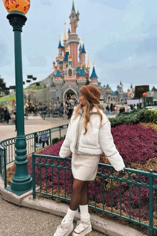 Teddy Jacket Knit Dress Winter Theme Park Style Teddy Jacket Knit Dress Winter Theme Park Style — Trendy Disney Outfits