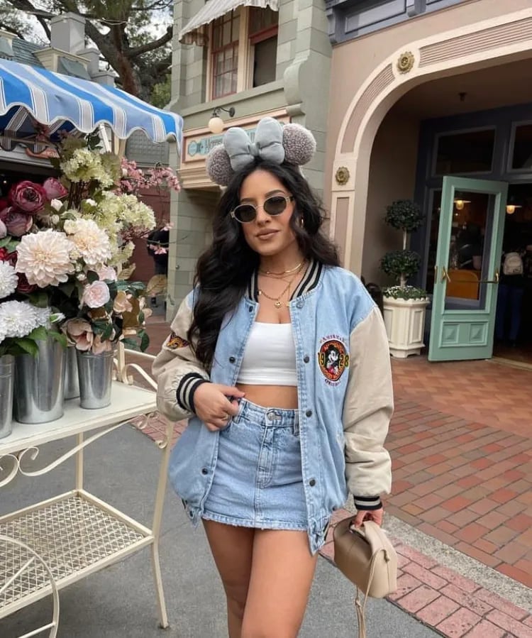 Disney Patch Denim Jacket Mini Skirt Look Disney Patch Denim Jacket Mini Skirt Look — Trendy Disney Outfits