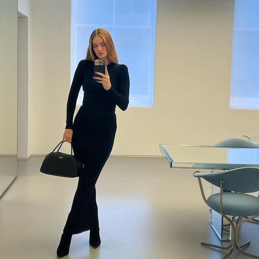Ribbed Knit Maxi Dress With Suede Ankle Boots — Trendy Dress with Boots