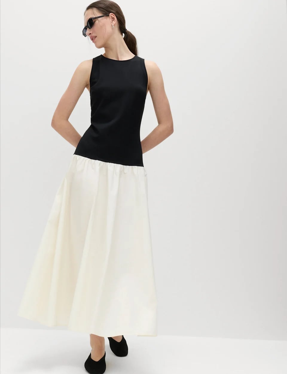 Black Top White Skirt Drop Waist Dress — Trendy Drop Waist Dresses