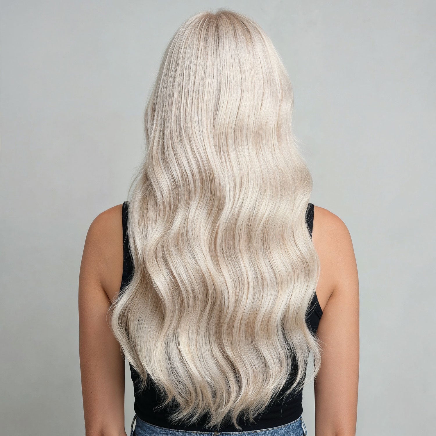 Mid-Back Platinum Blonde Wavy Blowout Mid-Back Platinum Blonde Wavy Blowout — Trendy Extensions Hair