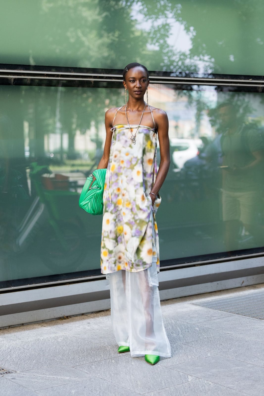 Sheer Overlay Halter Neck Floral Dress Sheer Overlay Halter Neck Floral Dress — Trendy Floral Dress