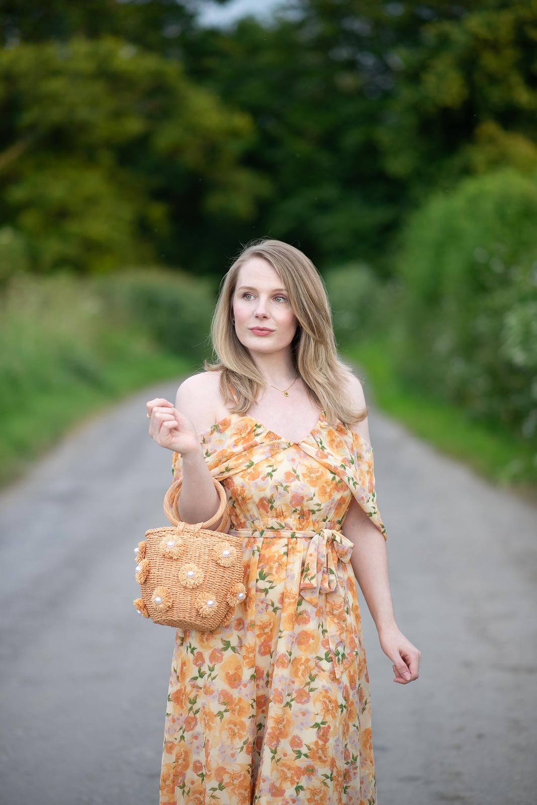 Off-Shoulder Tie Waist Floral Midi Dress Off-Shoulder Tie Waist Floral Midi Dress — Trendy Floral Dress