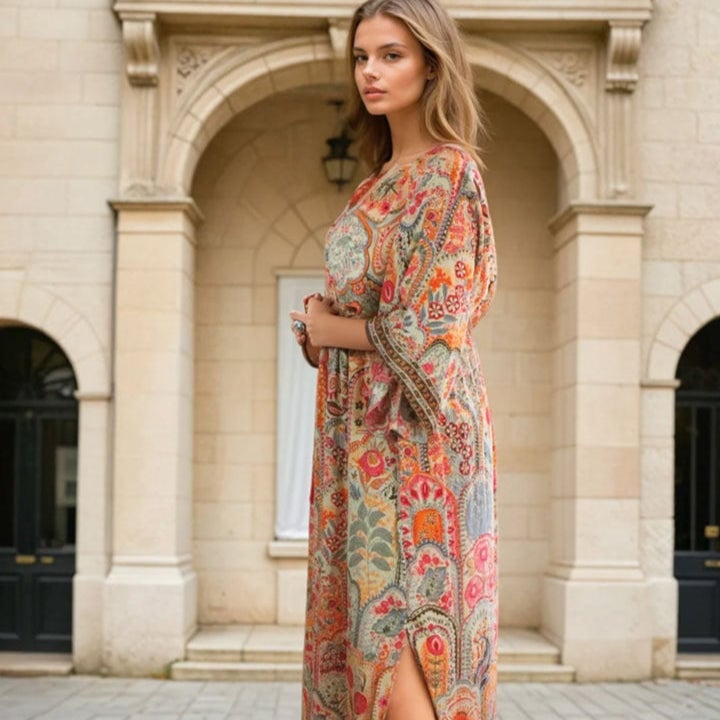 Flowy Maxi Dress Bold Print Mix Flowy Maxi Dress Bold Print Mix — Trendy Floral Dress