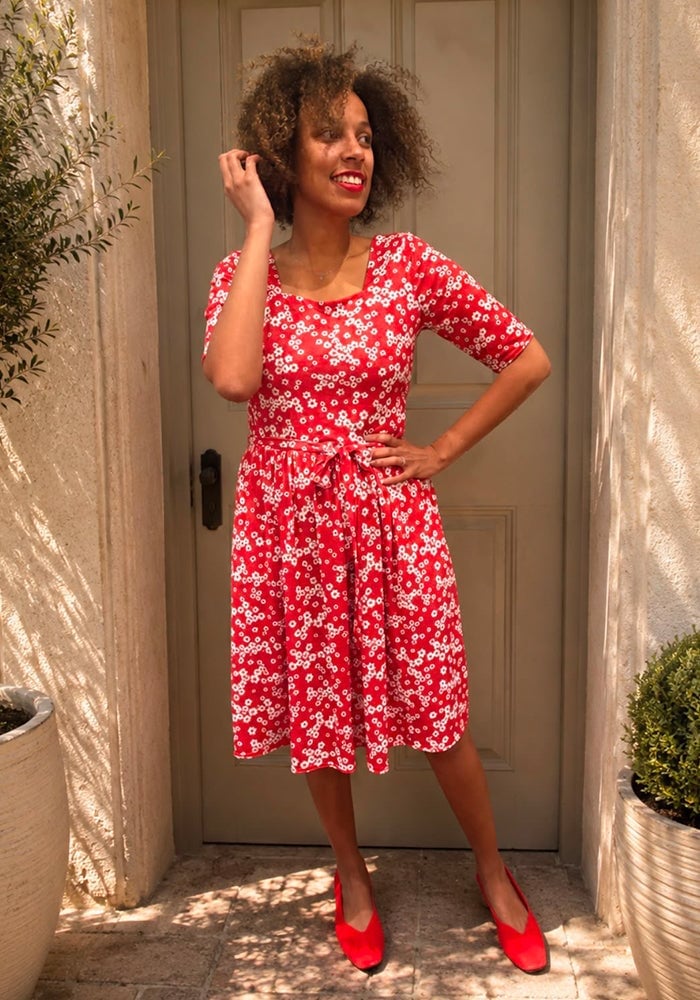 Short Sleeve Tie Belt Floral Dress Short Sleeve Tie Belt Floral Dress — Trendy Floral Dress