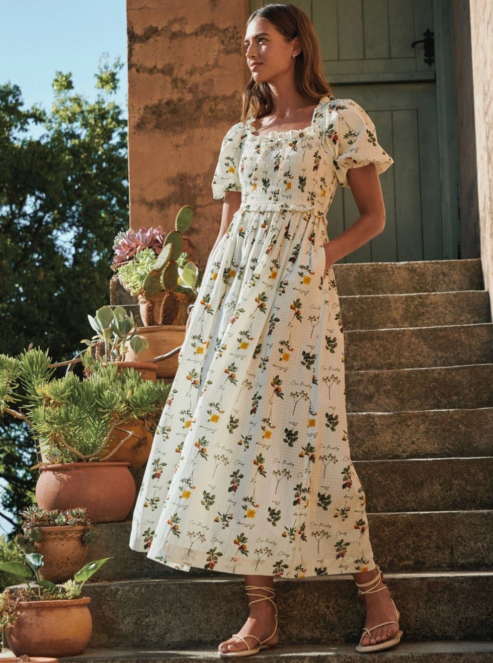 Empire Waist Gingham Floral Midi Dress Empire Waist Gingham Floral Midi Dress — Trendy Floral Dress