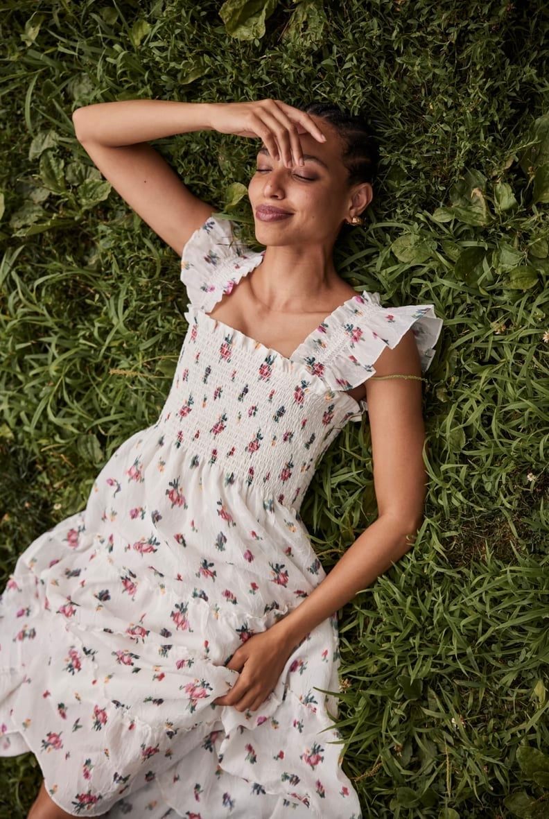 Smocked Bodice Ruffled Sleeve Floral Dress Smocked Bodice Ruffled Sleeve Floral Dress — Trendy Floral Dress