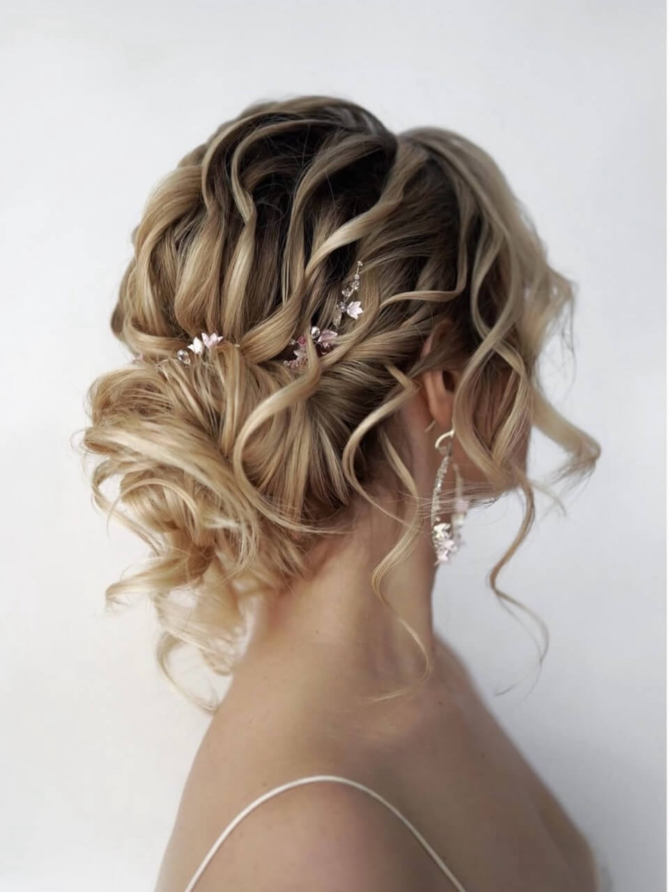 Ash Blonde Updo With Intricate Curls — Trendy Formal Hair